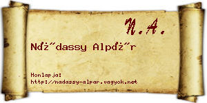 Nádassy Alpár névjegykártya